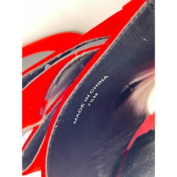 REBECCA MINKOFF Calista Big Red Bow Slides Sandals Womens 7.5 Leather Satin Flat - Picture 6 of 10